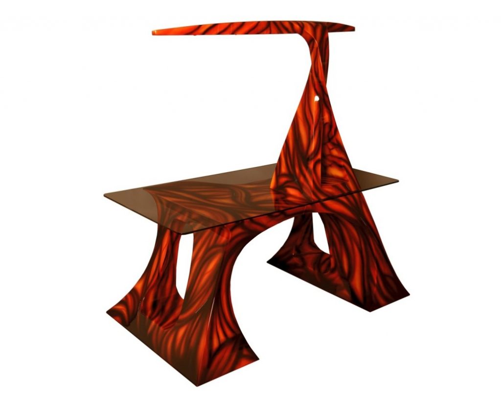 3D-Design-Schreibtisch 5achsig aus MDF ausgefräst