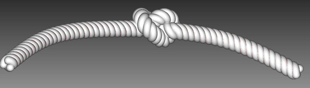 Konstruktion einer Spirale mit Knoten, anschließend CNC 5-Achs-Fräsung dieser Kordel